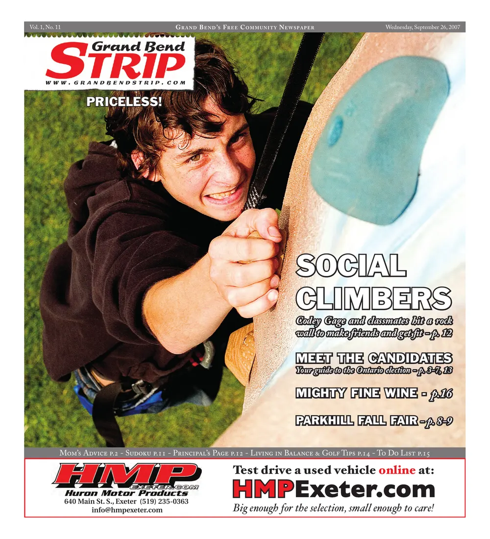 Front page of the Grand Bend Strip, September 26, 2007