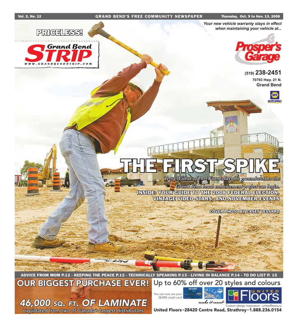 Front page of the Grand Bend Strip, October 9, 2008