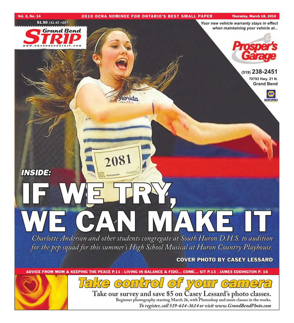 Front page of the Grand Bend Strip, March 18, 2010