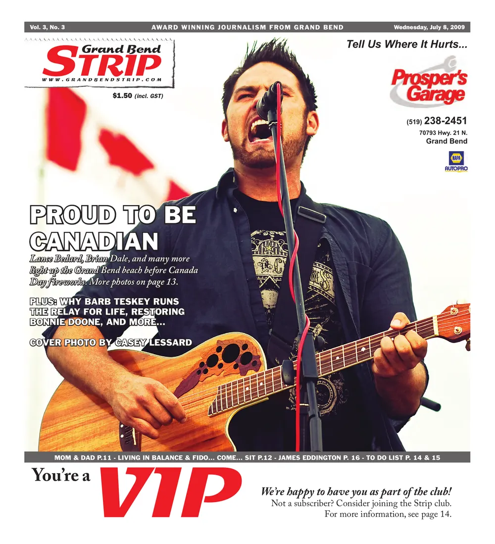Front page of the Grand Bend Strip, July 8, 2009