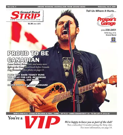 Front page of the Grand Bend Strip, July 8, 2009
